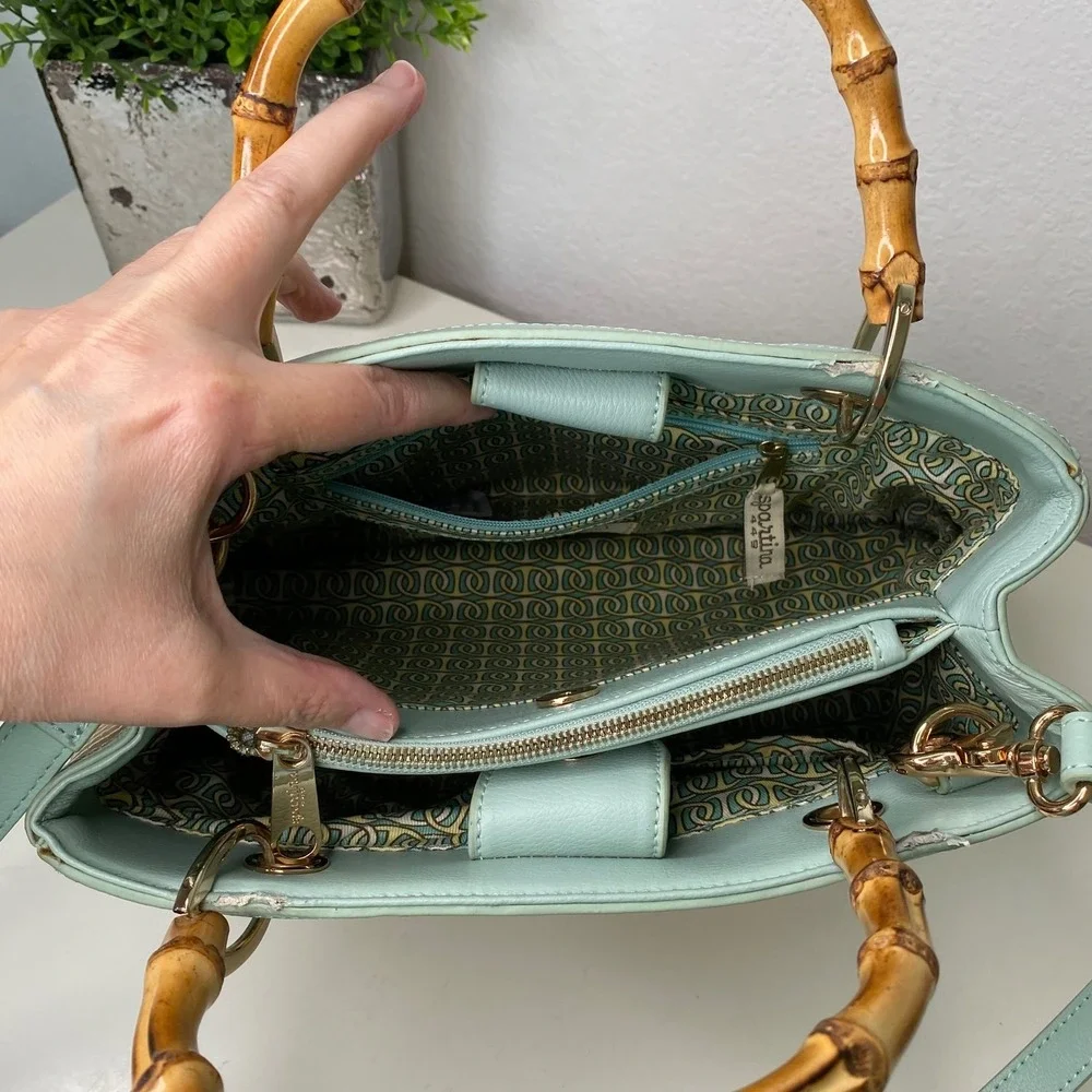 Spartina 449 Sea Salt‎ Bamboo Chic Satchel Bamboo Handle Crossbody Bag Coastal